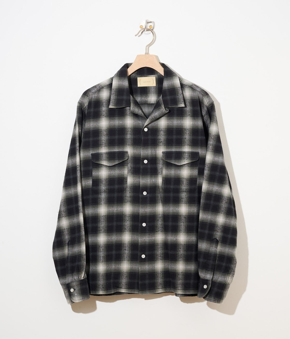 cantate 25AW Brush Nep Check Open Collar Shirts